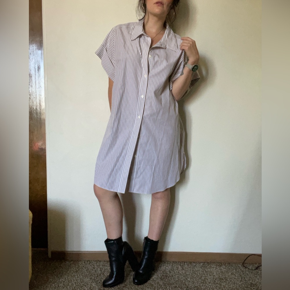 Striped Button-Up Shirt Dress